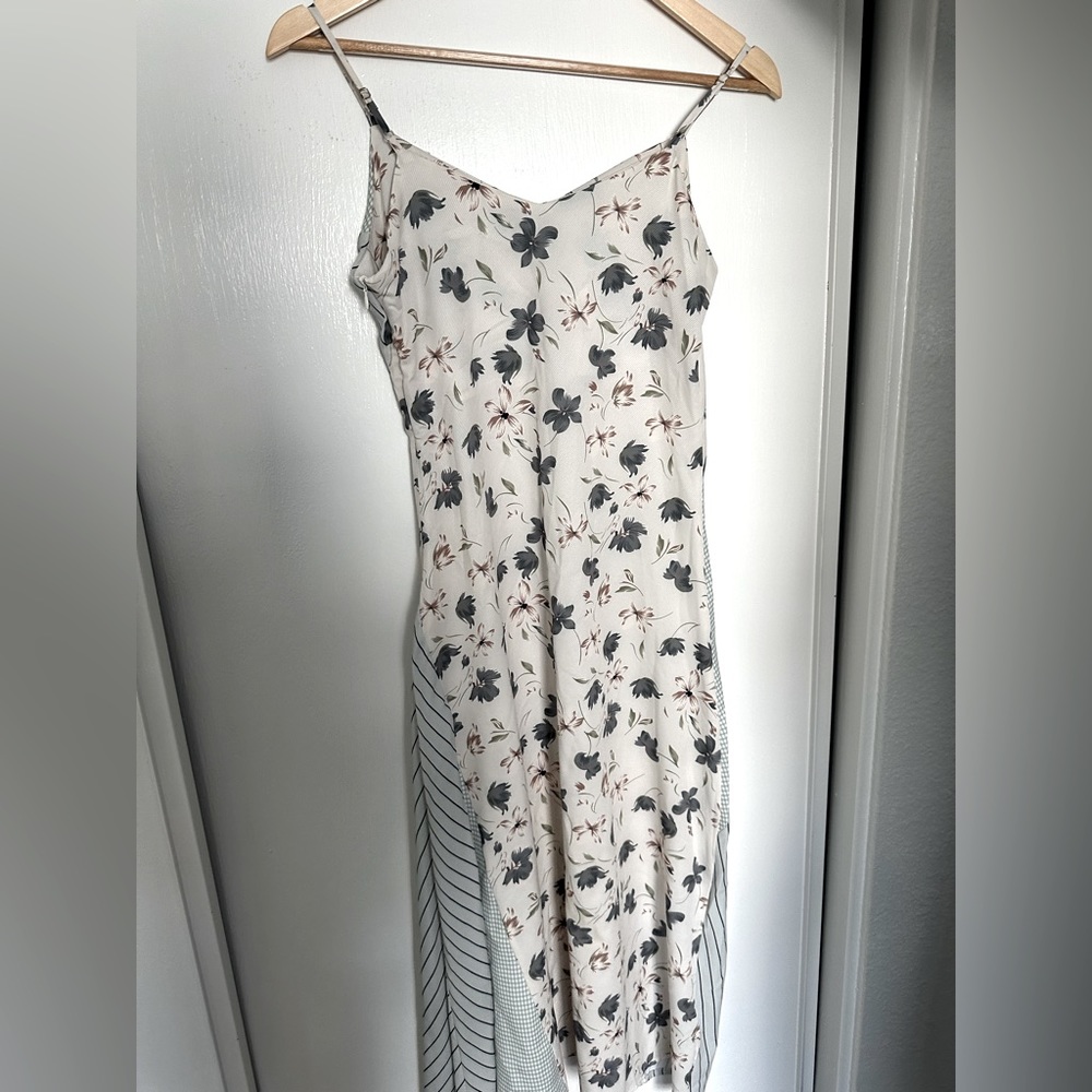 Korean Style Women’s Sleeveless Lined Floral Midi Dress, A-Line, Size S